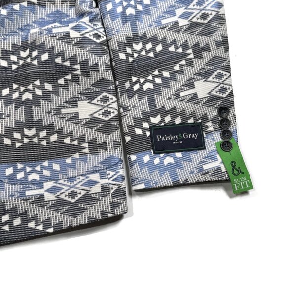 Paisley & Gray Blazer Mens 42R Slim Aztec Southwest NWT Sport Jacket Blue - Picture 5 of 10